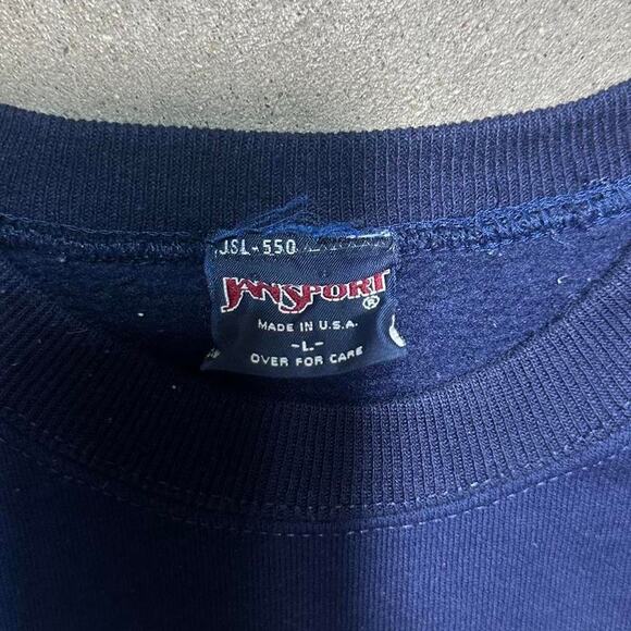 Vintage 90s JanSport United States Of America Flag Navy Blue Red USA Sweatshirt - Picture 4 of 4